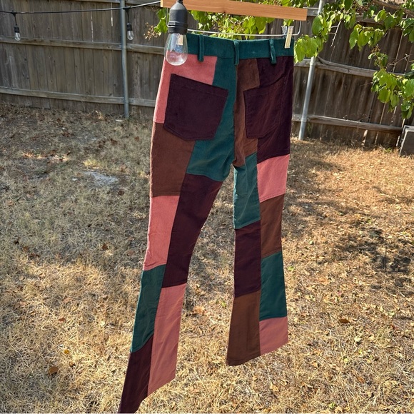 NWT Current Mood corduroy patchwork flare pants - Picture 5 of 8